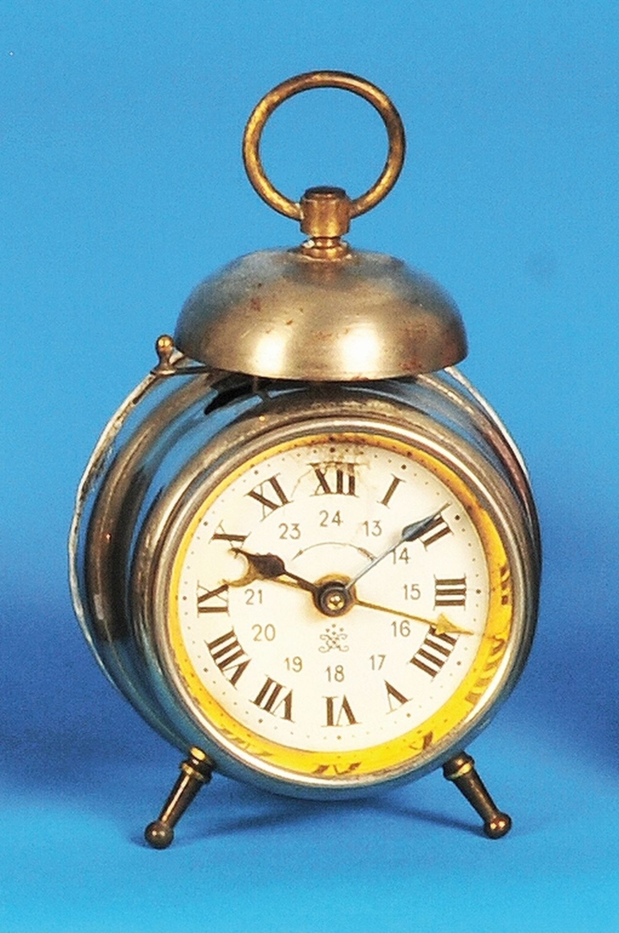 Small french metal alarm clock, Jappy Frères
