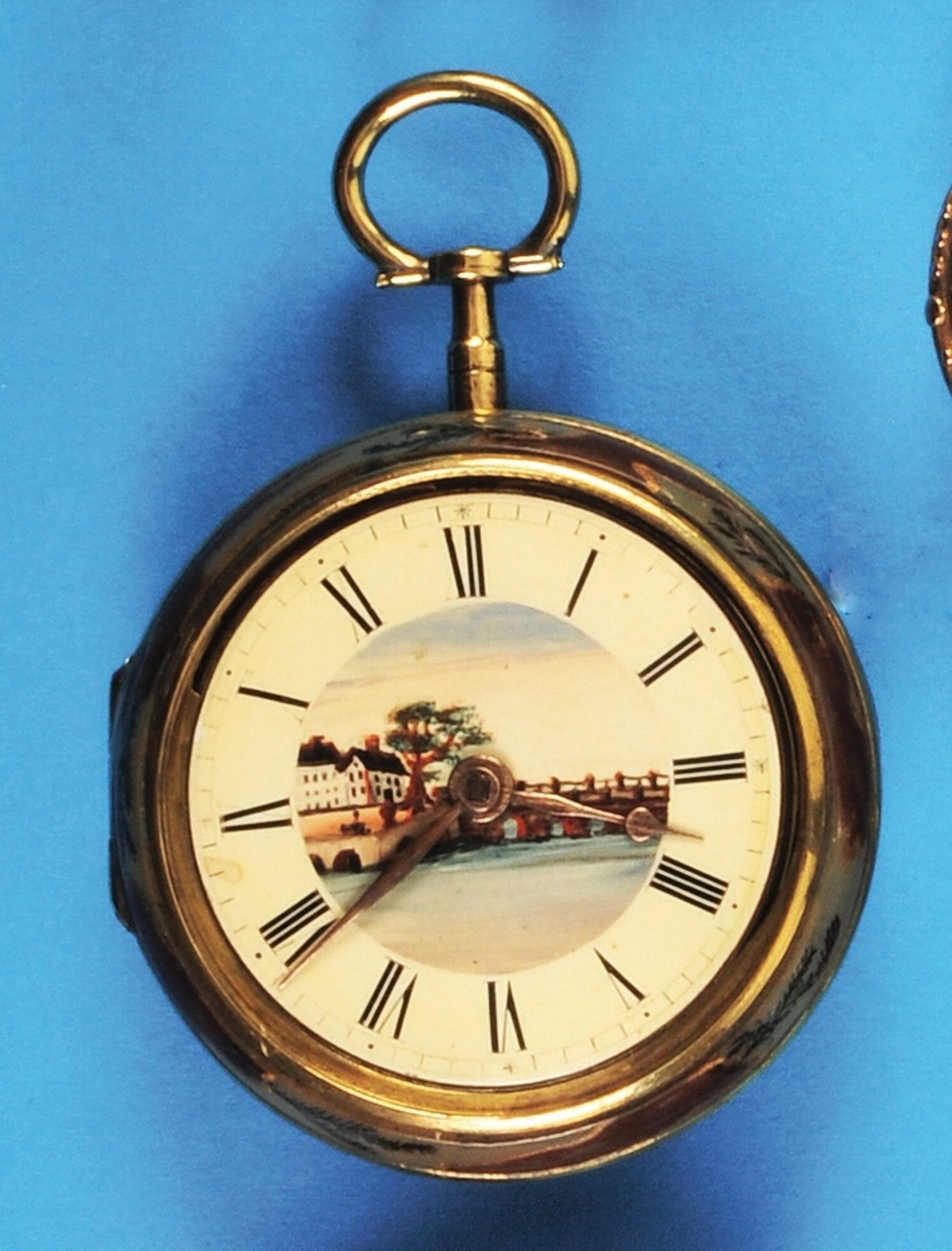 Gold-plated spindle pocket watch