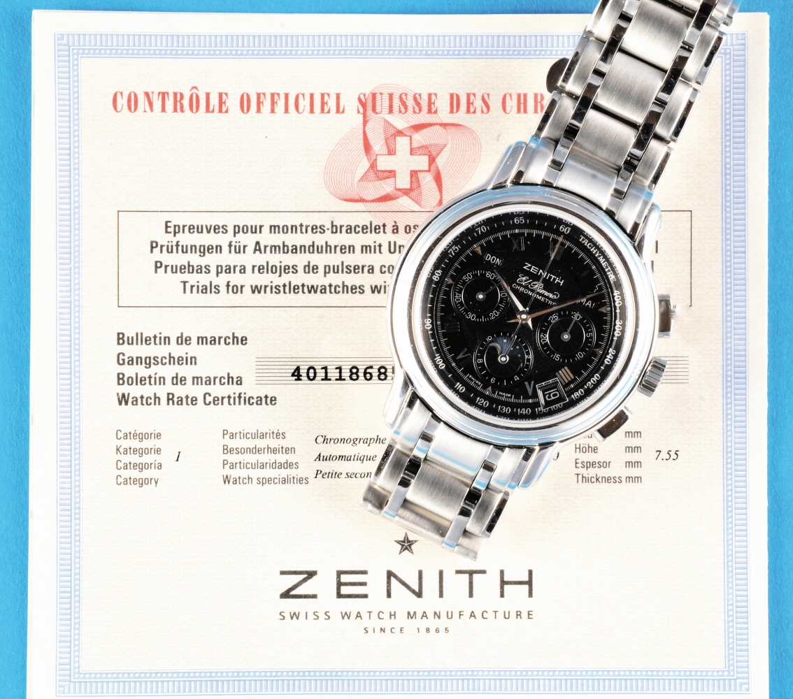 Zenith El Primero Chronometre Automatic-Chronograph „Chronomaster“ mit  Mondphasen-Kalender, gut e