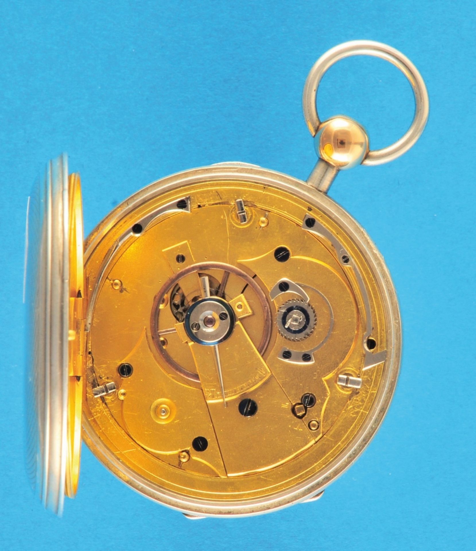 Silver pocket watch with 1/4-repetition, designated Repassée par Ad. Hildenbrandt à Stuttgard