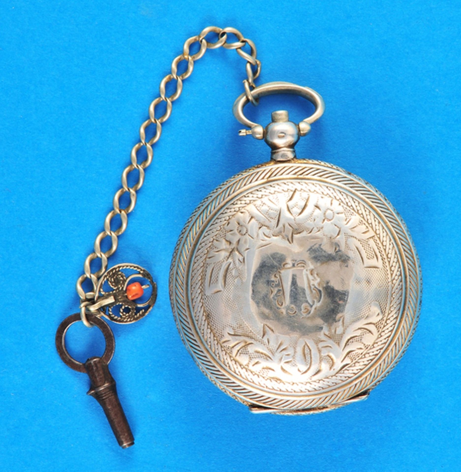 Engraved english silver pocket watch with spring cover for the ottoman market - Bild 2 aus 3