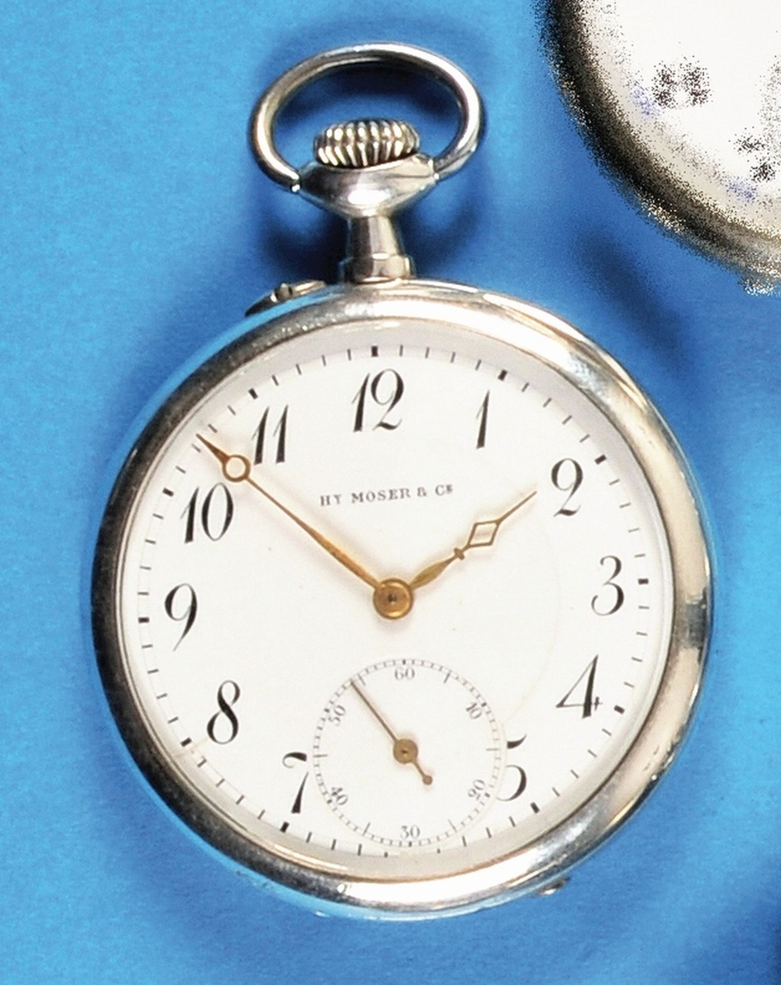 Silver pocket watch, H(enr)y Moser & Cie., Qualité Blondel