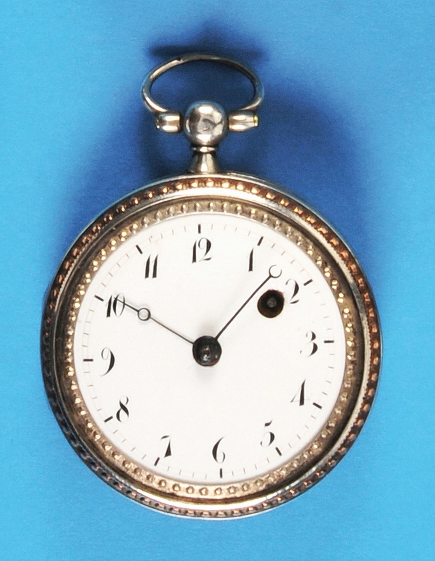 Small french silver spindle pocket watch