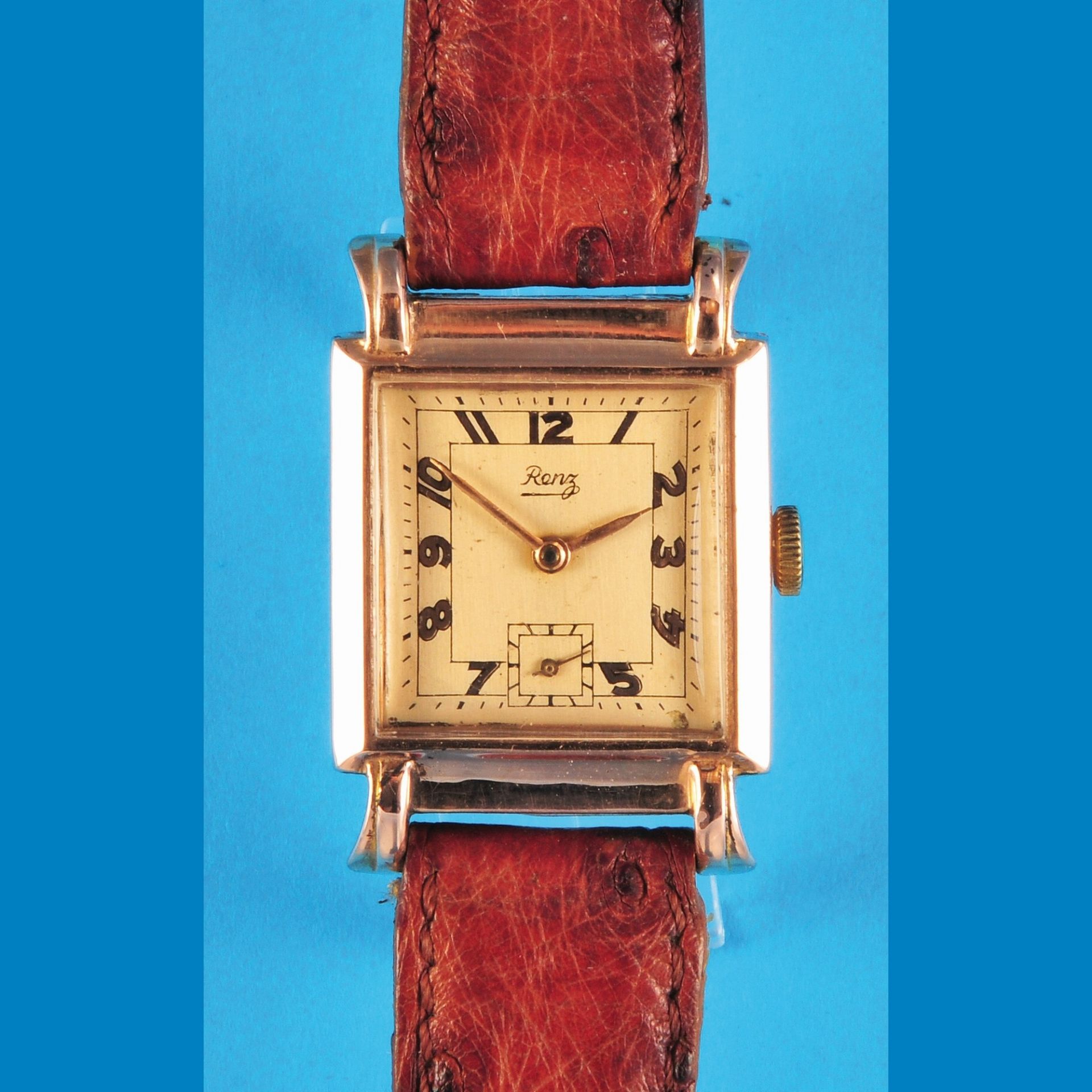 Rectangular golden wristwatch "Renz", Felca Watch Ltd. Mod. D