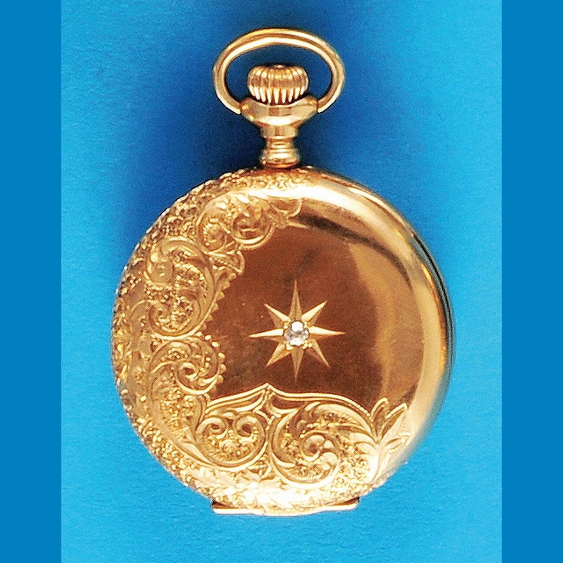 Elgin Natl. Watch Co., „Charles H. Hambly, Philadelphia", ladies golden juwelry pocket watch