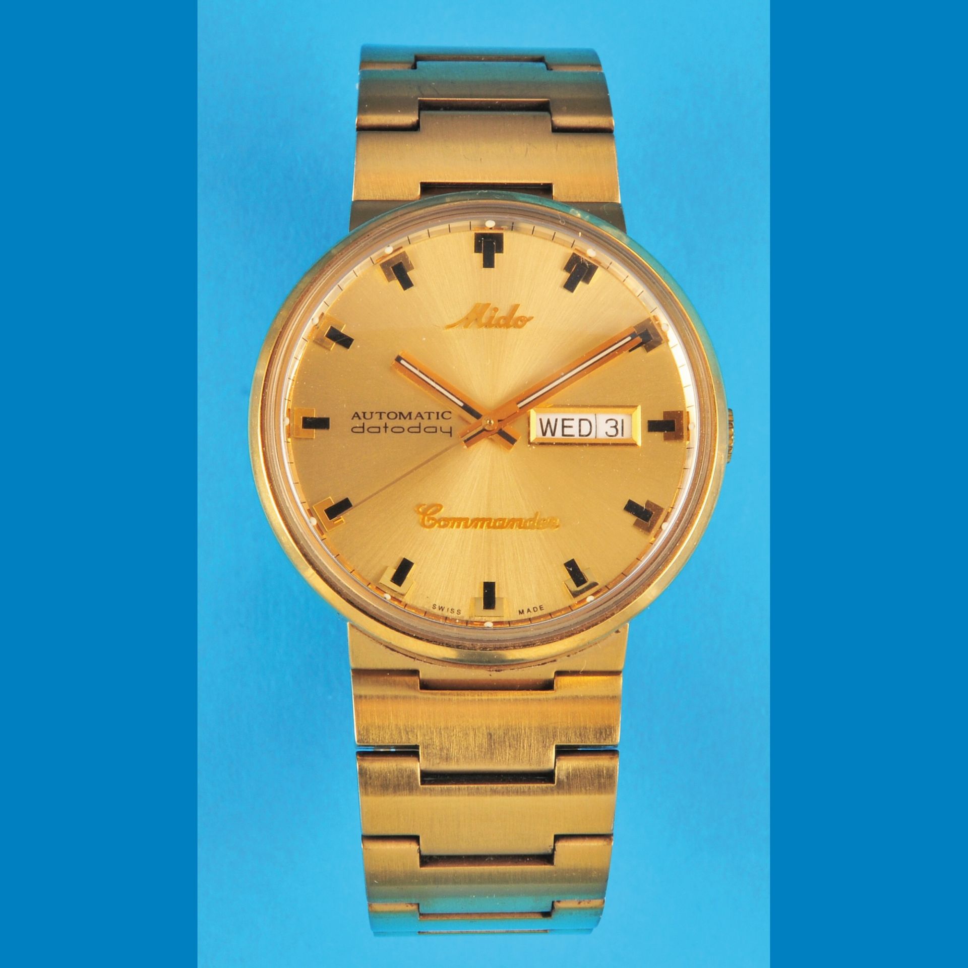 Mido Commander Automatic Datoday, gold plated monocoque steel case