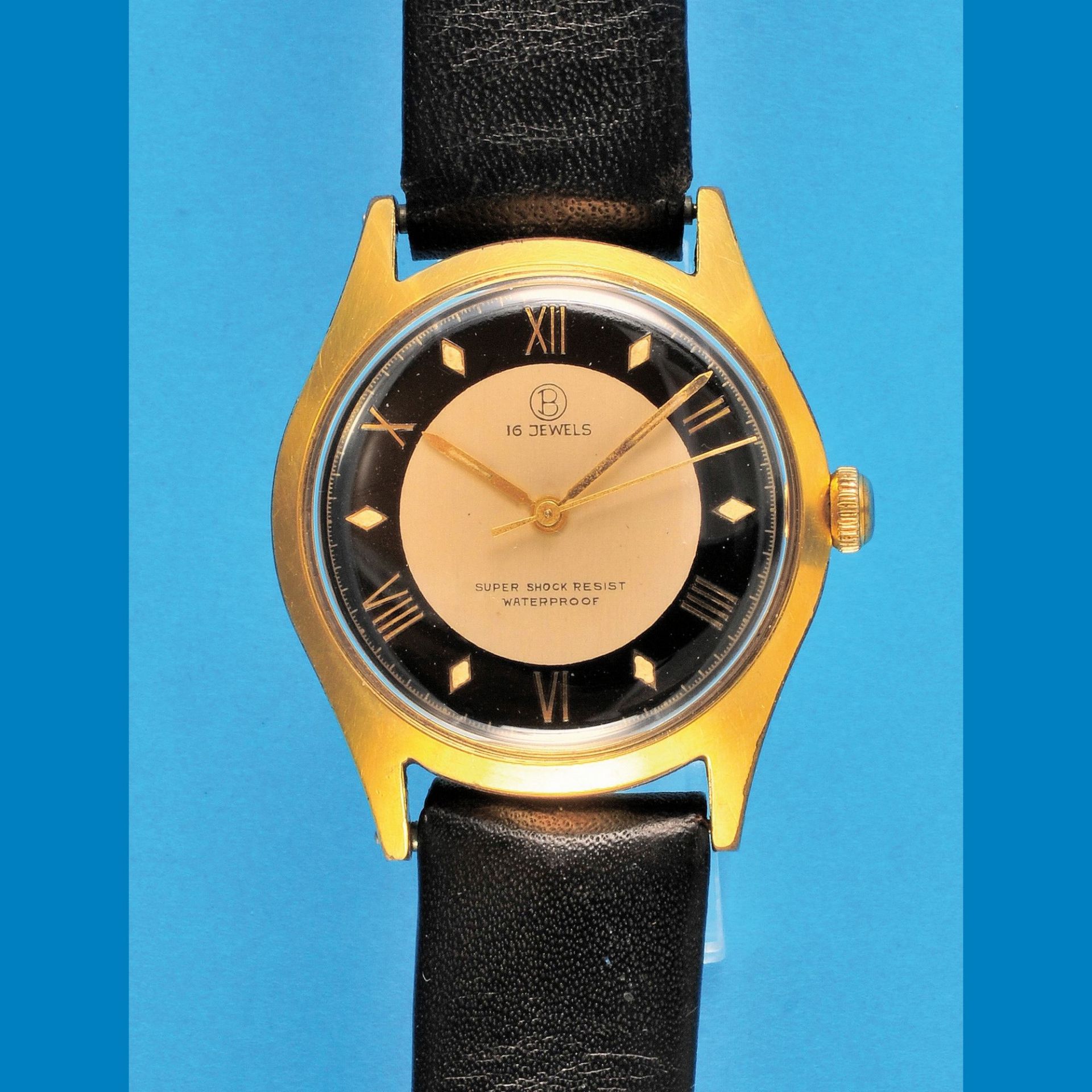 Bifora Super Shock Resist, gold plated wristwatch