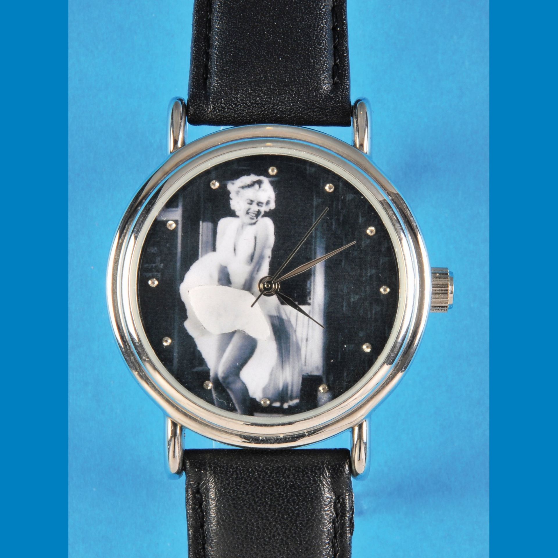 Steel wristwatch with automat and picture of Marilyn Monroe
