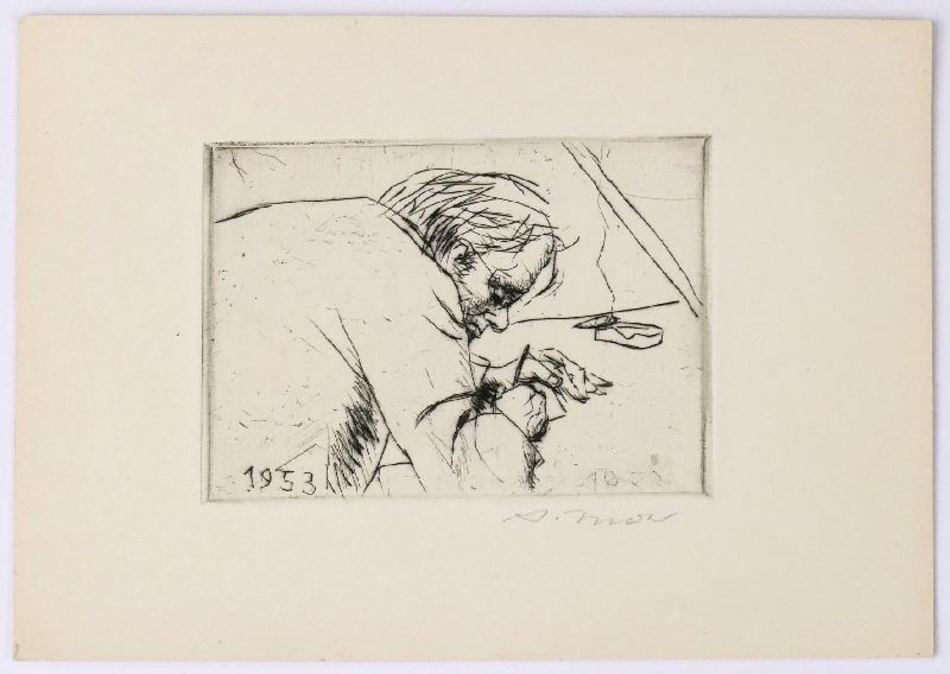 Mohr, Arno - Selbst beim Zeichnen (1953) - Image 2 of 2