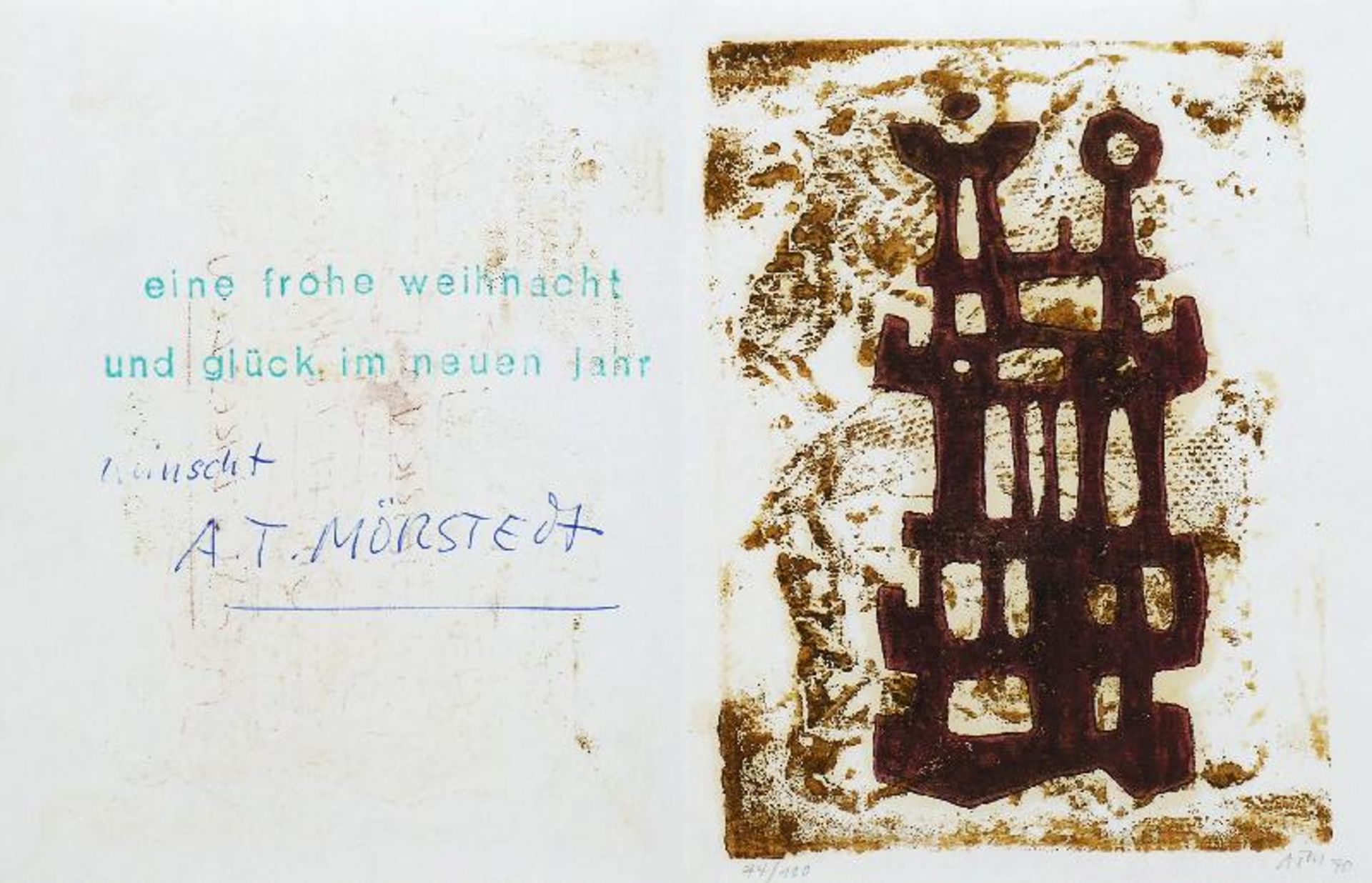 Mörstedt, Alfred Traugott - Konvolut von vier Neujahrsgraphiken (1970, 1971, 1974 und 1986)