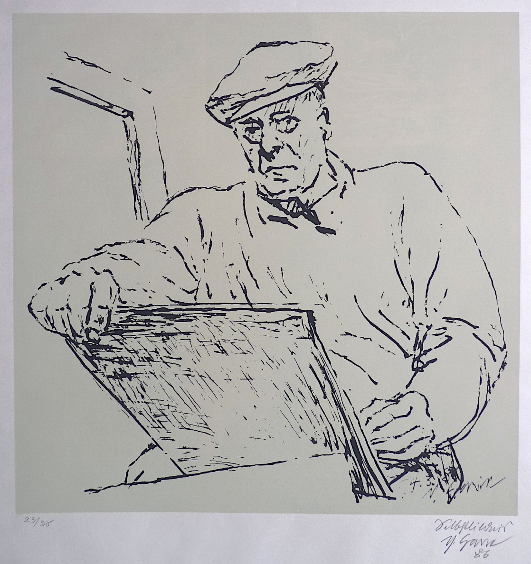 GARVE, THEO (Offenbach 1902-1987 Frankfurt/Main) "Selbstbildnis beim Zeichnen", 1986