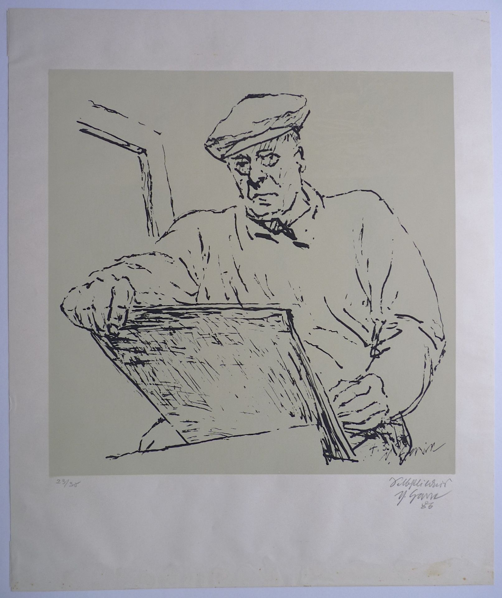 GARVE, THEO (Offenbach 1902-1987 Frankfurt/Main) "Selbstbildnis beim Zeichnen", 1986 - Bild 2 aus 2