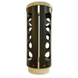 Italian Production, umbrella stand in lacquered metal in shades of brown and white in the style of E