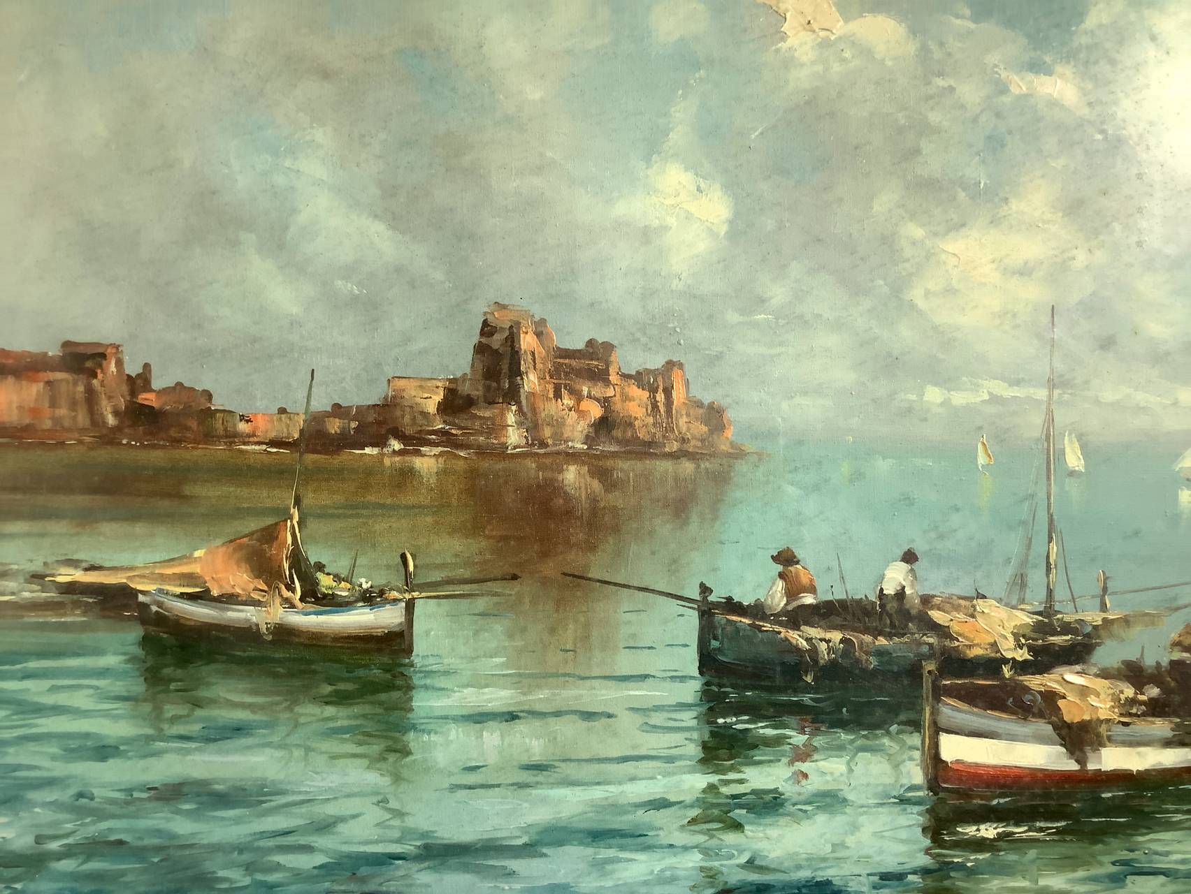 Oil painting on canvas depicting Castel dell 'Ovo. Signed on the lower left A. C. Bracchi, painter a - Image 3 of 6