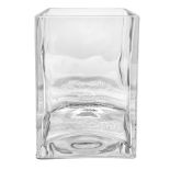 Rectangular vase transparent glass with a chamfered edge. Cm 14x10x8