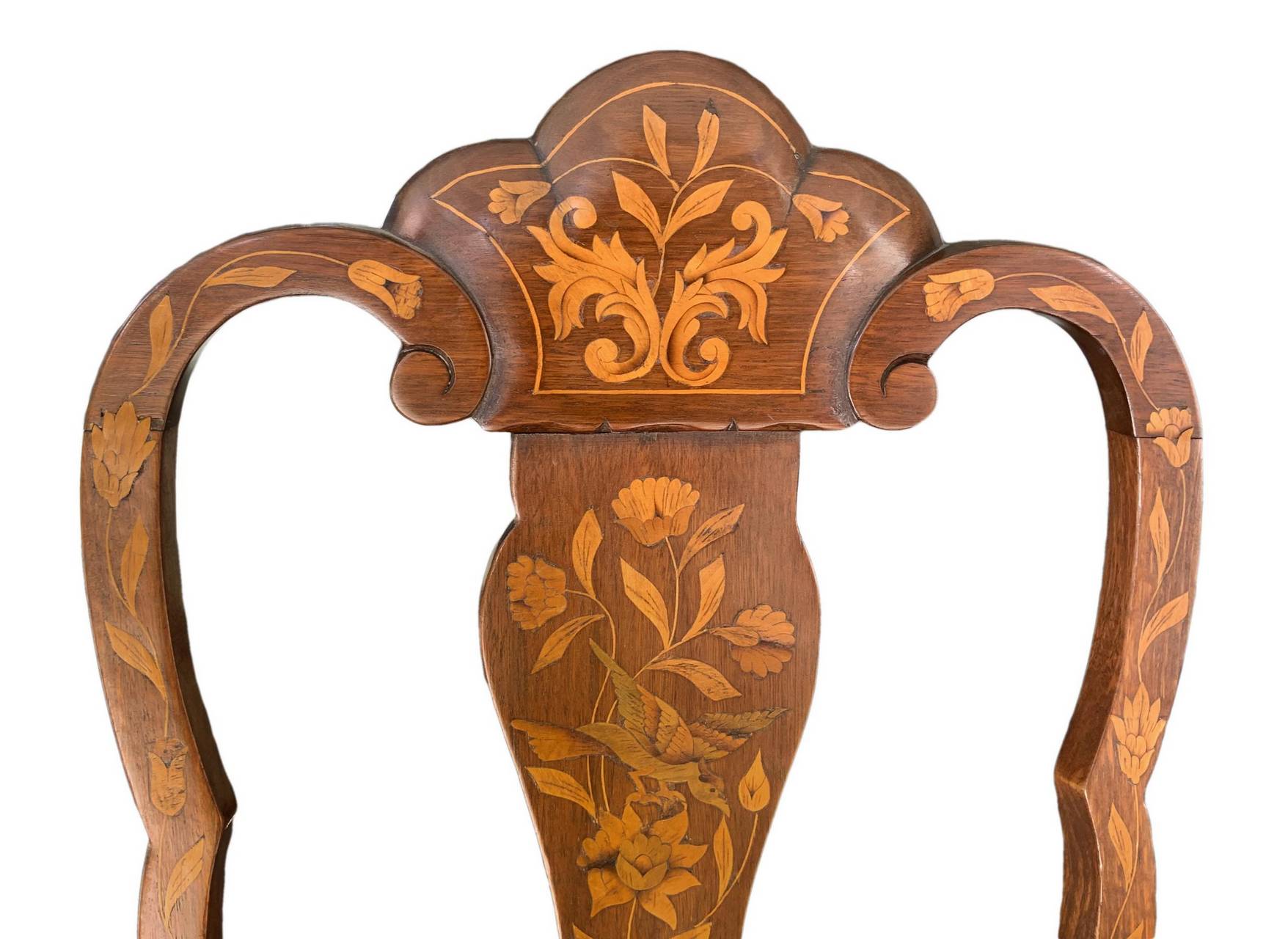 Group of 6 chairs and 2 headtables, nineteenth century, Holland. With floral inlays in light woods o - Image 6 of 6