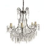 6 Lights chandelier, metal frame and brindoli. H 55 cm x50