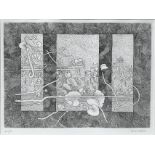 Etching, depicting views of the city within geometrical figures 39/80. Signed on the lower right Luc