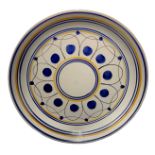 Majolica plate of Caltagirone, Sicily. Depicting flower, 50s. Diameter 47 cm.