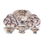 Set Davenport Longport Imari China, porcelain plateware, nineteenth century. Composed of 18 dinner p