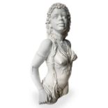 Nurseries South, half-length statue depicting a young tribal, ceramic in shades of white. Minimum ga