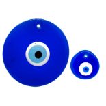 Pair of wall plates in blue Murano glass with Murrina. Diameter 9 cm, Diameter 22.5