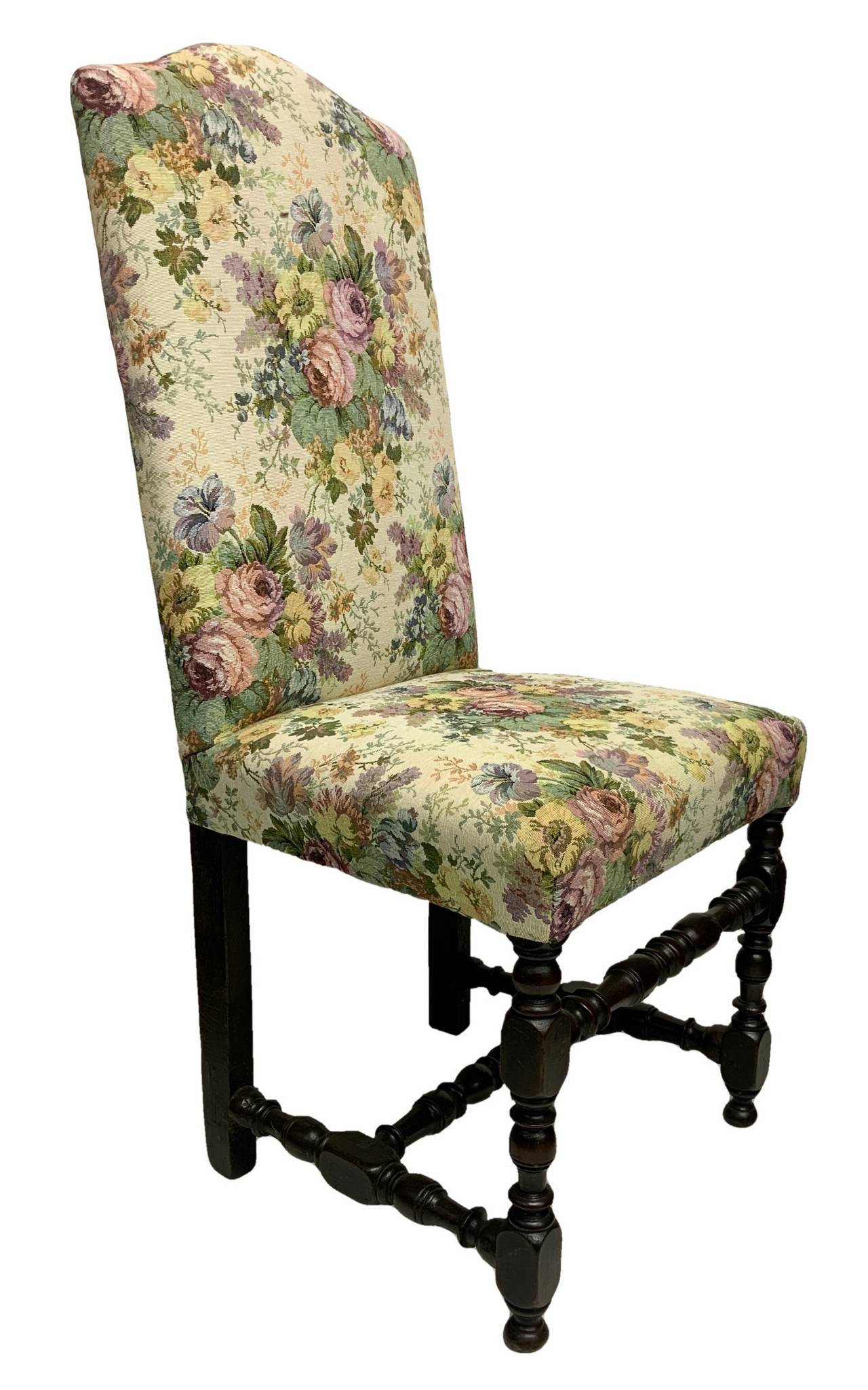 Pair of high chairs, Lombardy, Italy, eighteenth century. High backrest moved in the summit. Turned - Image 3 of 5