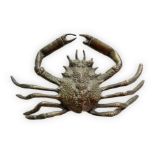 Sculpture cast silvered bronze depicting crab, Italian production, attributable to Gabriella Crespi.
