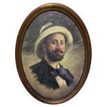 Oval Oil painting on canvas depicting male portrait, nineteenth century, Sicily (from ancient Sicili