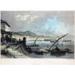 Colored Etching, depicting hand Genoa. Signed on the lower right Brandard R. (England 1819-1862). W.