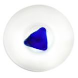 Small Centerpiece frosted glass decorated with a triangular center in shades of blue, Ioan Tamaian,