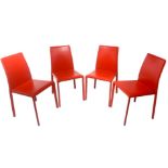 Ranked # 4 chairs with metal frame, covered in leather red, Italian production