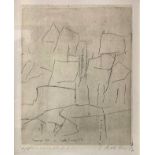 Etching depicting abstract composition, Signed on the lower right Enrico Della Torre '57. Enrico Del