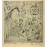 Kandinsky and Etching depicting the female figure, the center signed Priha, 200x200 mm frame cm 43x3