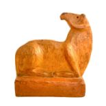 A. Nannini. terracotta sculpture depicting monochrome horse in the style of Marino Marini, minimum s