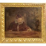 Oil painting on canvas depicting religious figure. Cm 20x23.