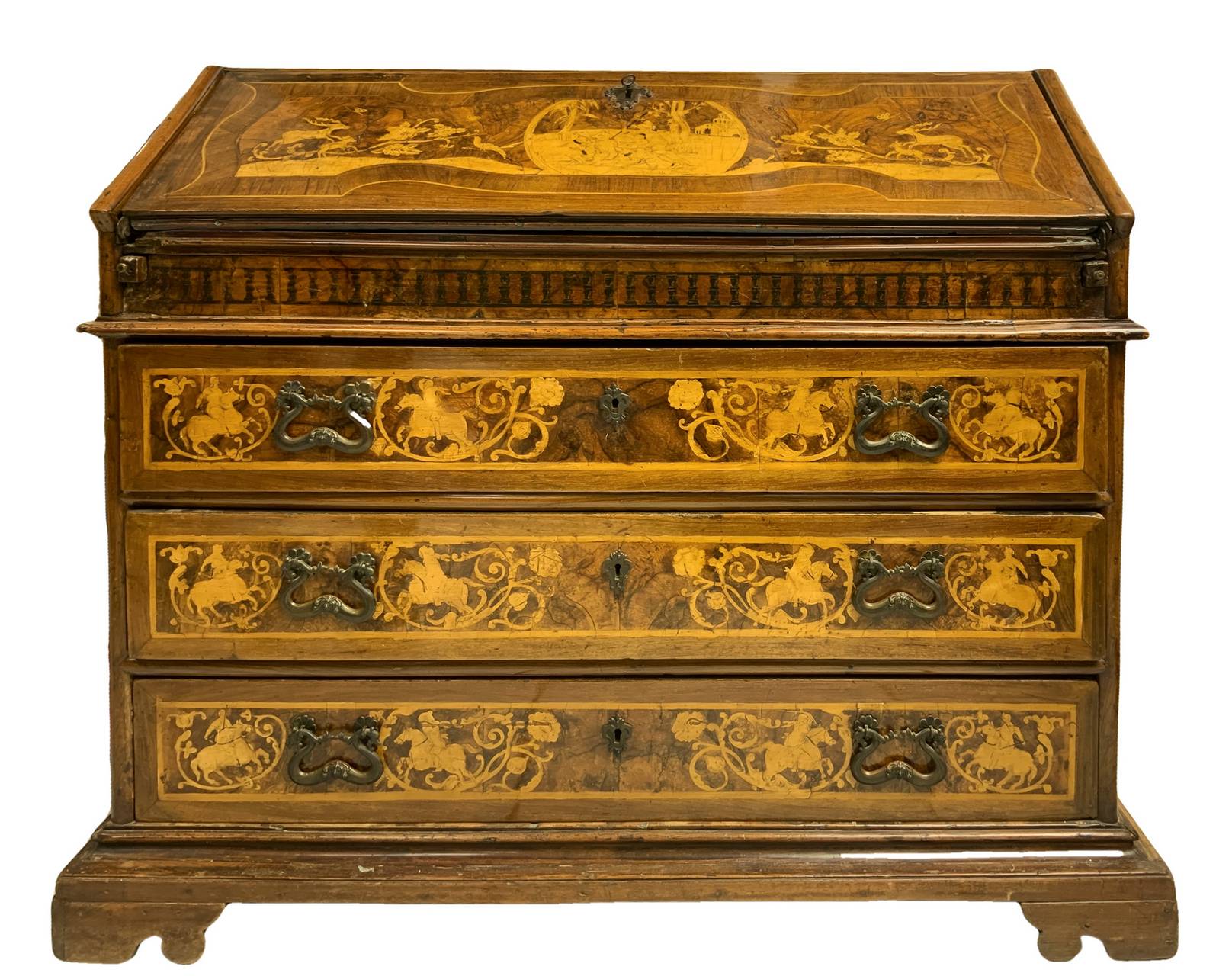 Drawers in walnut with ribalta, eighteenth-century, Lombardy. On the front, three drawers topped wi - Image 2 of 10