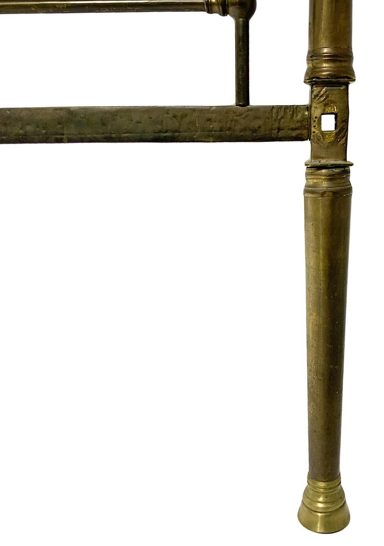 Elegant brass bed frame from the nineteenth century, with porcelain medallion on headboard and footb - Image 7 of 8