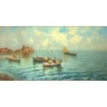 Oil painting on canvas depicting Castel dell 'Ovo. Signed on the lower left A. C. Bracchi, painter a