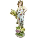 Capodimonte porcelain statuette representing allegory of spring. H 33 cm