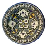 Cous cous plate, Morocco. Decorated with four-leaf clover. Diameter 40 cm.