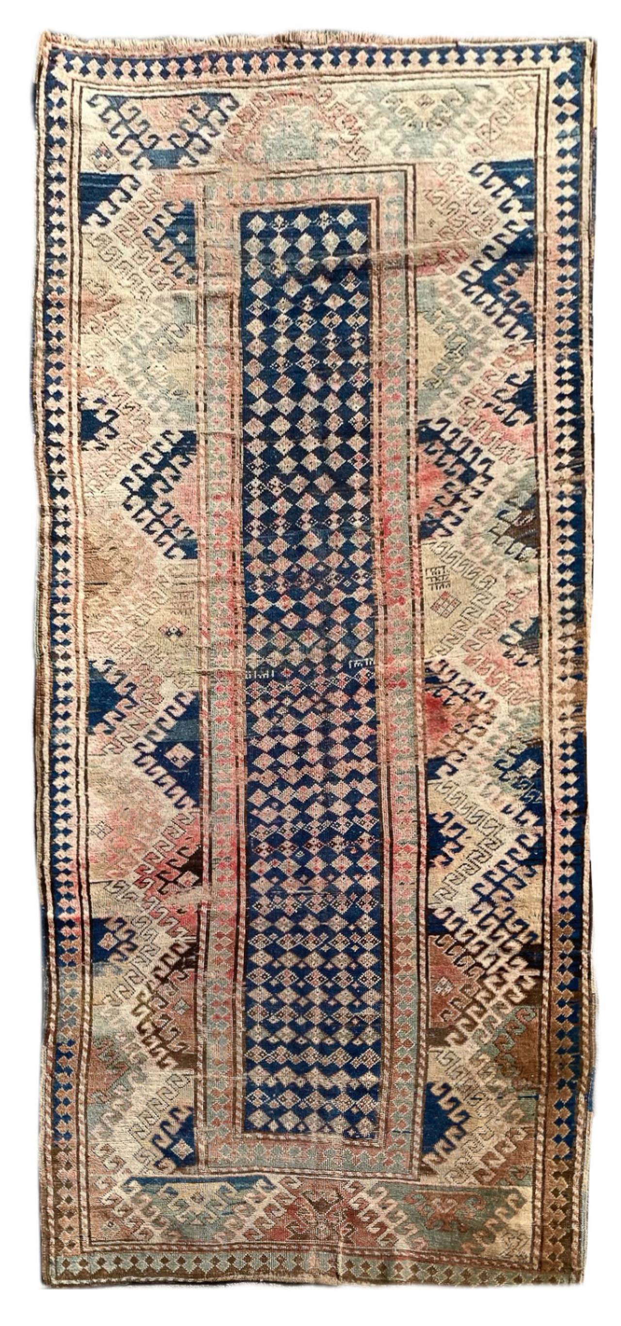 Carpet Kasak Bordjalu, 280x128 cm. Western Caucasus south early 1900. Warp, plot and fleece wool, na