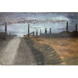 Oil painting on canvas on panel depicting the industrial landscape. Painter Italian beginning of the