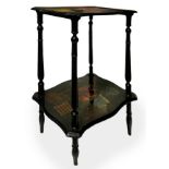 Coffee table in black lacquer chinoiserie, late nineteenth century. On two surfaces. Cm 76x x37x50