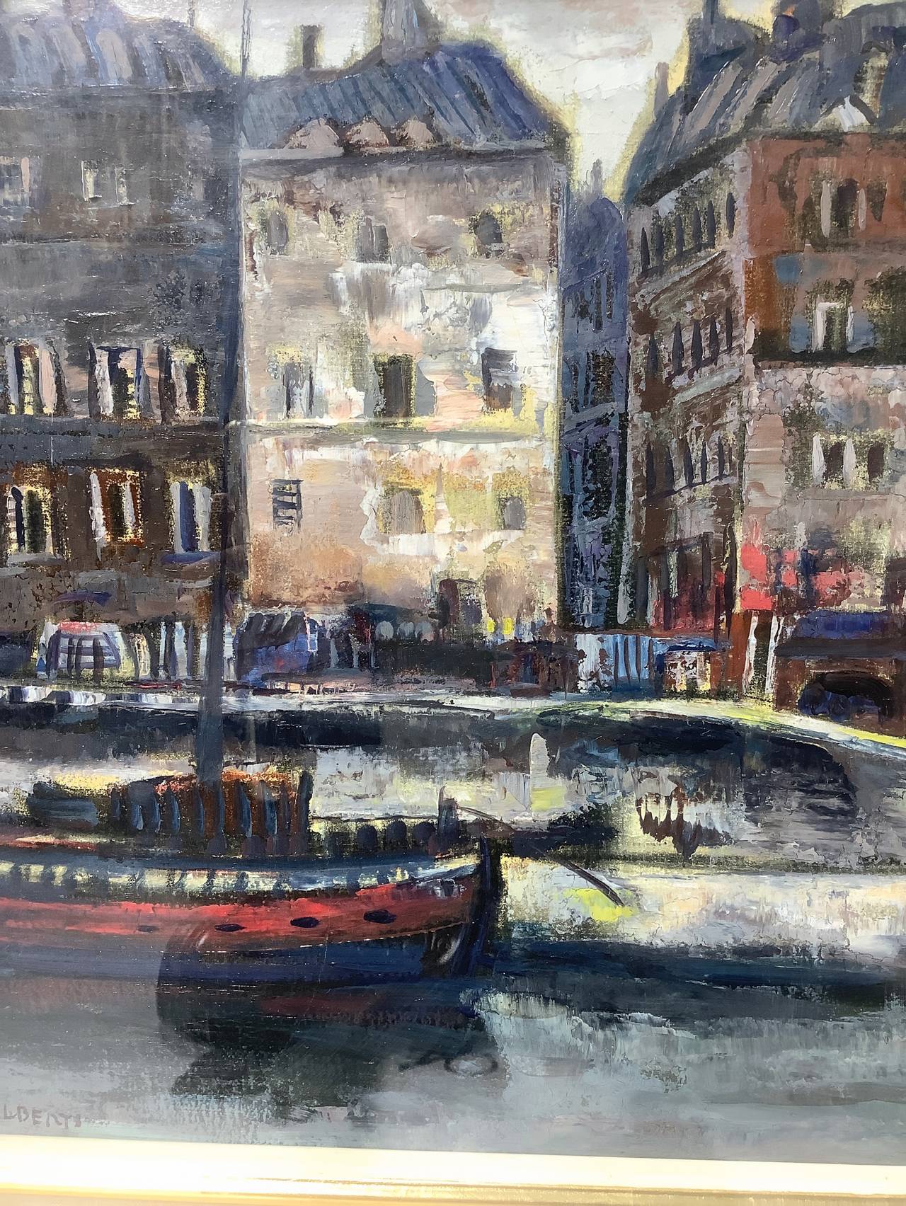 Antonio Alberti Oil painting on canvas depicting boats on the Seine in Paris, Signed on the lower le - Image 3 of 5