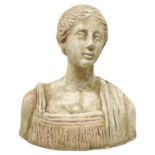 Terracotta bust depicting woman with drape on the shoulder, Roman matron, early twentieth century. 1