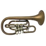 Small brass trumpet. H 32 cm, width 18.5 cm. Diameter 12.5 cm