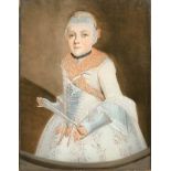 Painting on glass of Eighteenth century depicting the real Infanta. 25x20, tempera on glass.