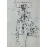 Print black and white "anatomy", Signed on the lower center Vespignani 1964. Renzo Vespignani (Rome