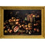 Oil paint on canvas depicting still life with fruit, nineteenth century. 70x100 cm. In frame 90x115